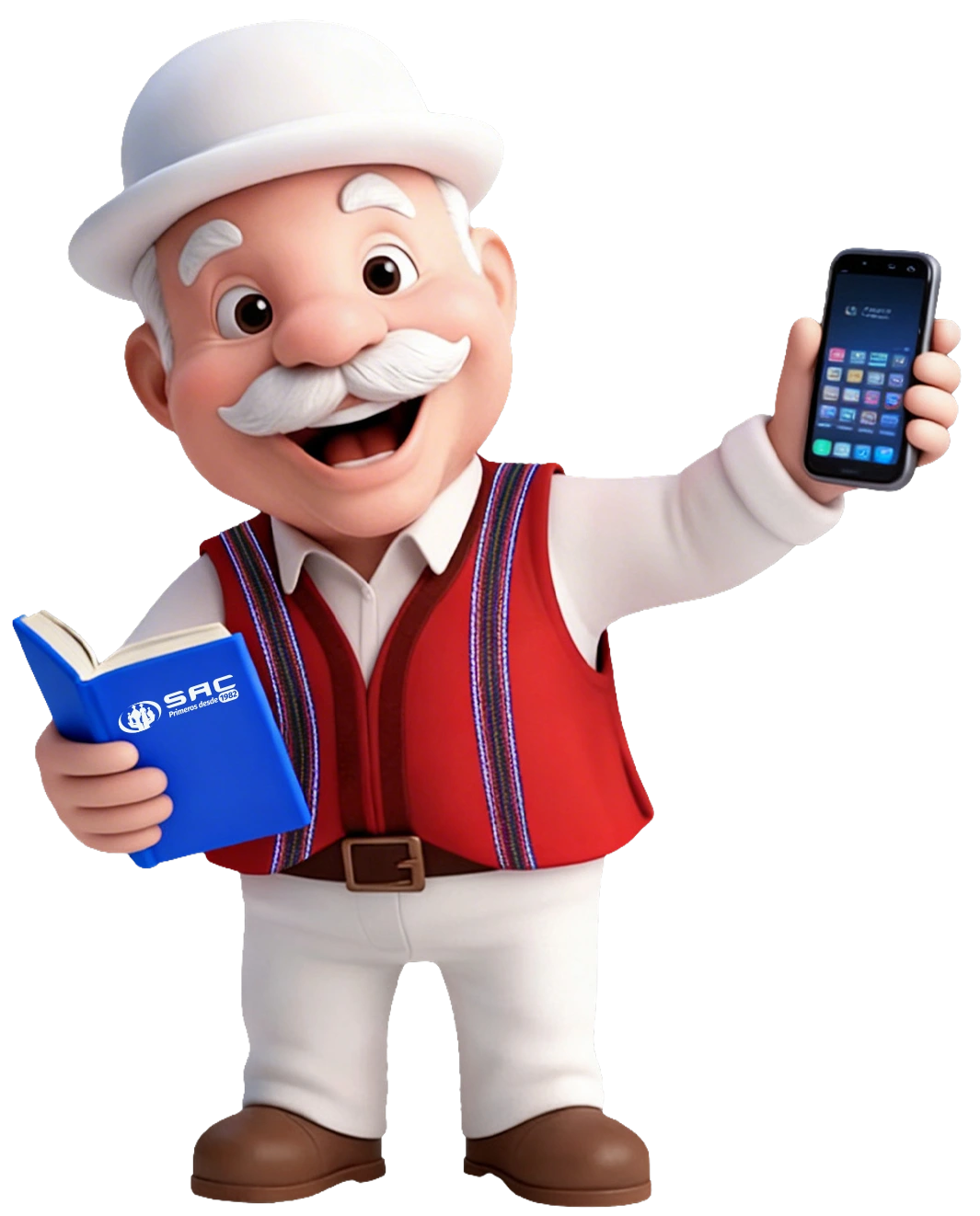 Taitita sosteniendo un telefono y un libro