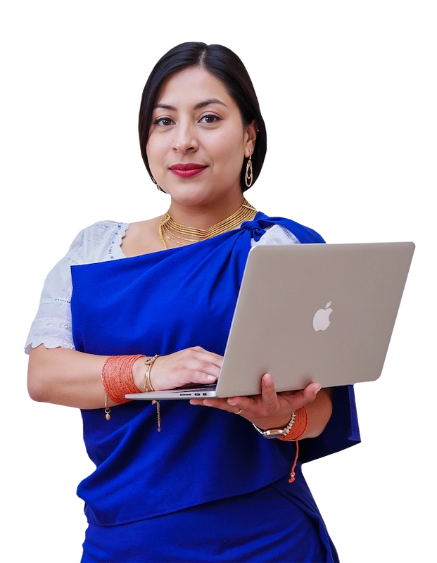 Luz usando laptop para acceder al programa de educación financiera